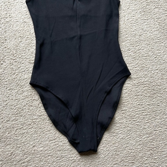 H&M TREND Black STRETCH BANDAGE BODYSUIT TOP  Tank Top Blouse Tee Sleeveless 6 - Picture 3 of 11